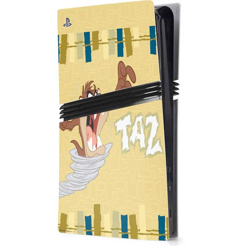 Looney Tunes Tasmanian Devil Swirl Cream PS5 Pro Console Skin